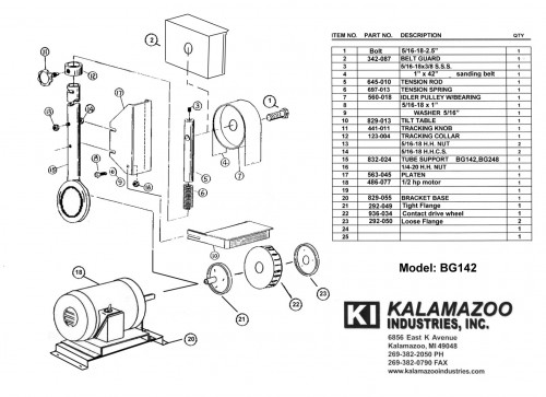 BG142 1 x 42 inch industrial belt grinder parts list, industrial, belt grinder, grinder, parts