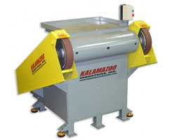 3 x 132 Inch Kalamazoo Industries Backstand Dual Head Grinder, backstand dual head grinder, dual head grinder, 3 x 132 inch, snag roughing grinding contouring angles, , Kalamazoo Industries BG214 3 x 132 inch double headed grinder, BG214 3 x 132 inch double headed grinder, 3 x 132 inch double headed grinder, 132 inch double headed grinder, double headed grinder