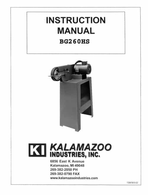 BG260 2 x 60 inch belt grinder manual, industrial. tool, 2 x 60 inch, grinders