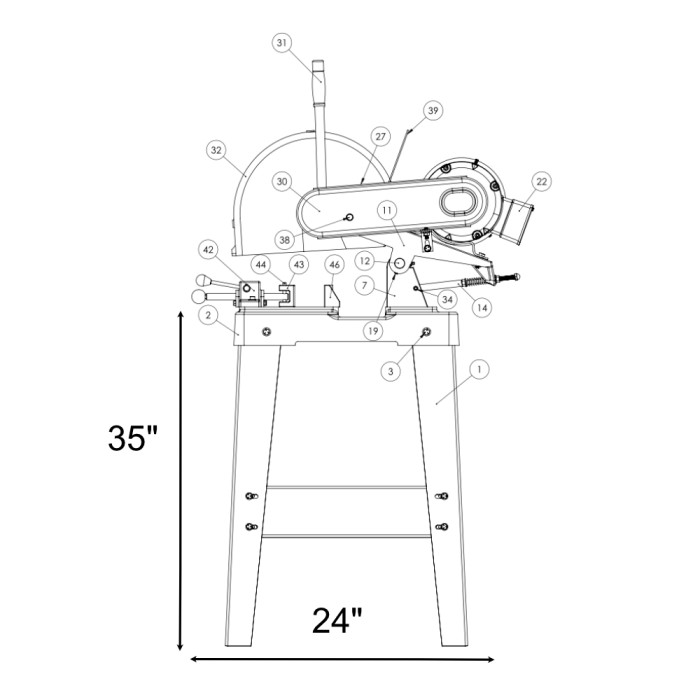 14 INCH Metal Cutting SAW, K12-14SS 14 Inch Metal Cutting Saw With Stand, 14 Inch Saw With Stand - Kalamazoo K12-14SS